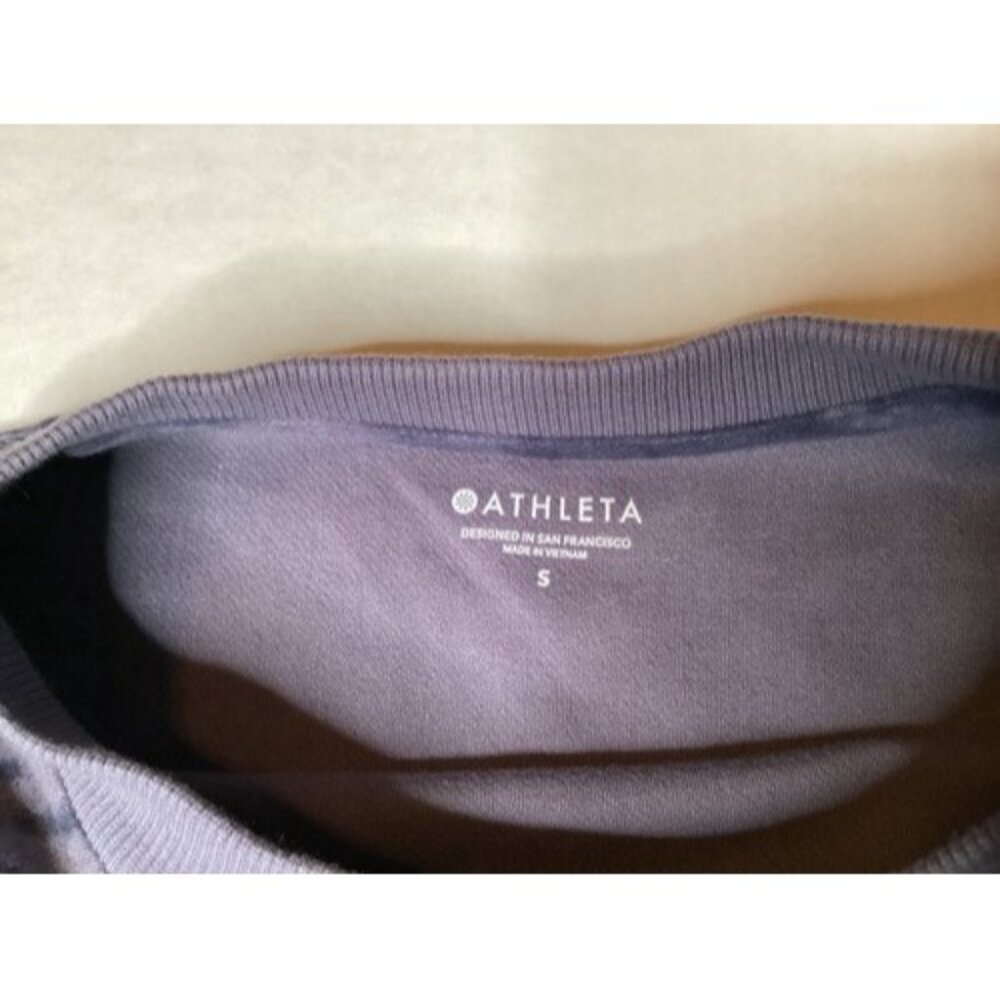 Athleta Womens Farallon Blue Gray Camo Tie Dye Sweatshirt Cropped Size Small - Picture 2 of 4